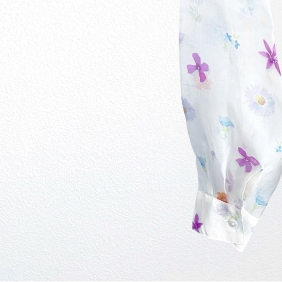 Vintage Artsy 90s Y2K Butterfly Print 100% Silk 2 piece Silk Blouse Set SZ 4 - Picture 5 of 13